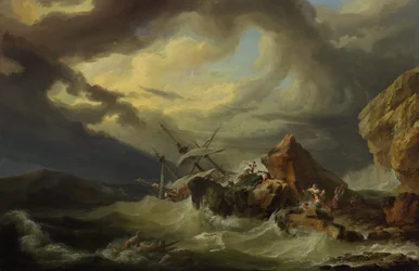 A Shipwreck off a Rocky Coast